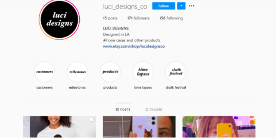 LuciDesignsCo’s Instagram, where she advertises some of her products.