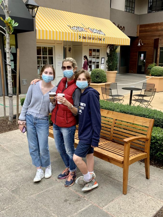 My mom, brother, and I standing outside of Philz last May