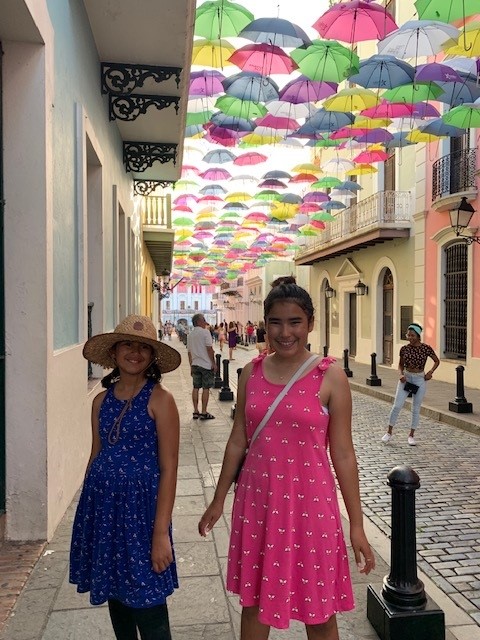 Valentina with her sister in San Juan, Puerto Rico.