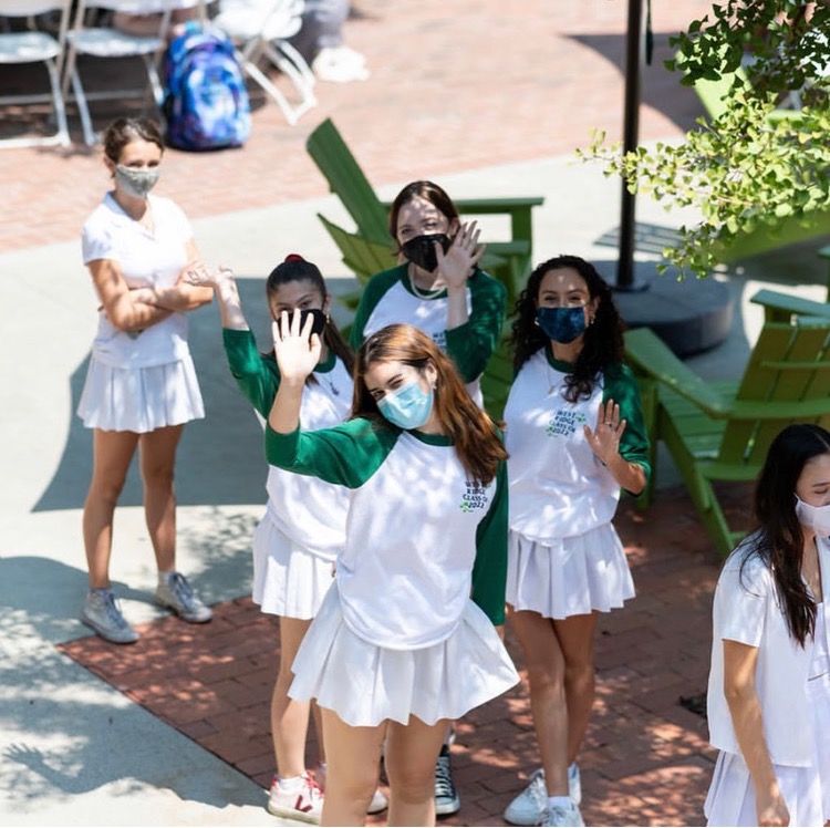 As part of Westridges protocol, Westridge students wearing masks on Convocation. (@westridgeschool)
