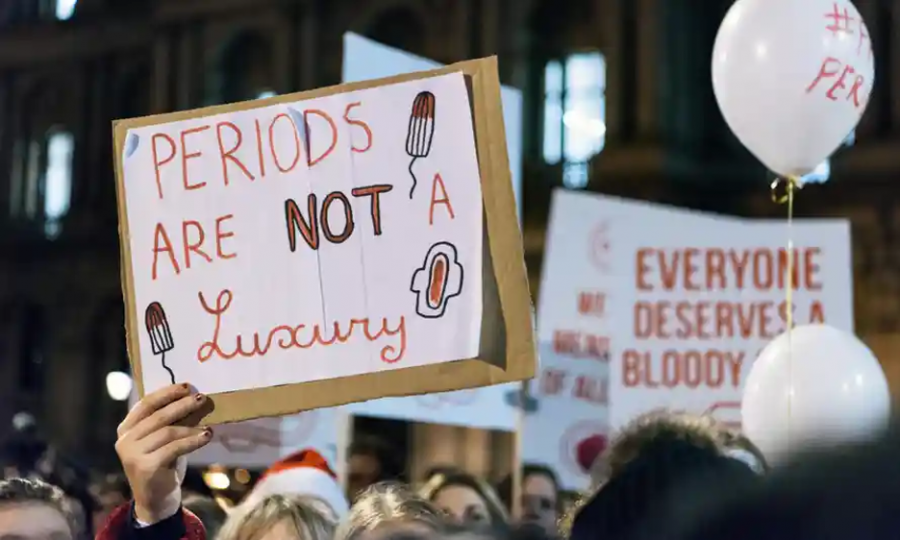 A+protest+in+2019+that+advocated+for+menstrual+equity.+%28The+Guardian%29