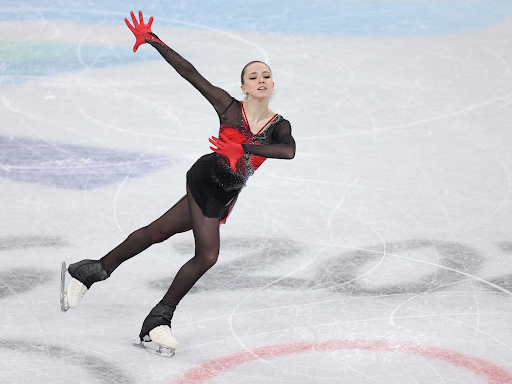 Valieva during her free skate program at Beijing 2022 (photo credit: ESPN)