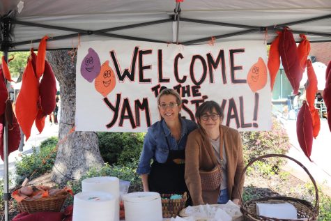 Mothers of Westridge students volunteer at the Yam Festival.