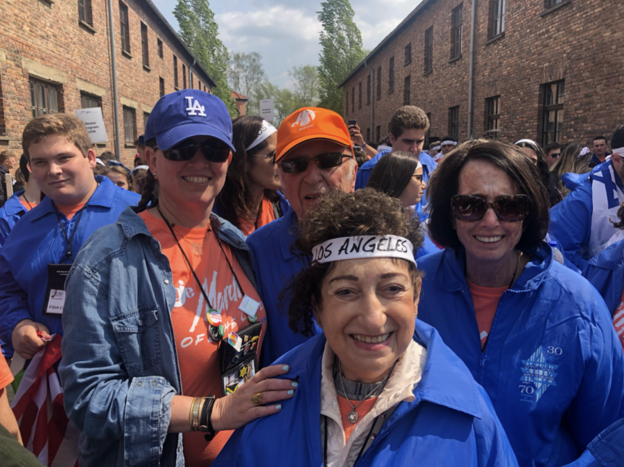 Ms. Gigi Bizar alongside others in Poland for the annual March of the Living. She is an educator for the organization and has attended the event three times.