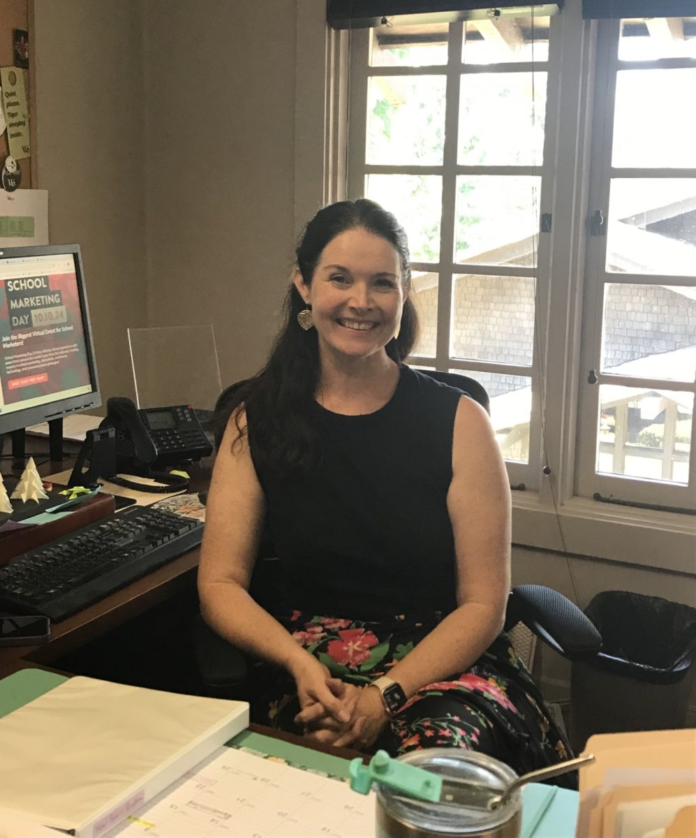 Ms. Forester, sitting in her Pitcairn House office, enjoys roller skating and watching movies.
