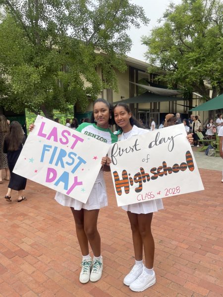 PC: Bianca P. ’28, Both sisters pose together on the first day of school.

