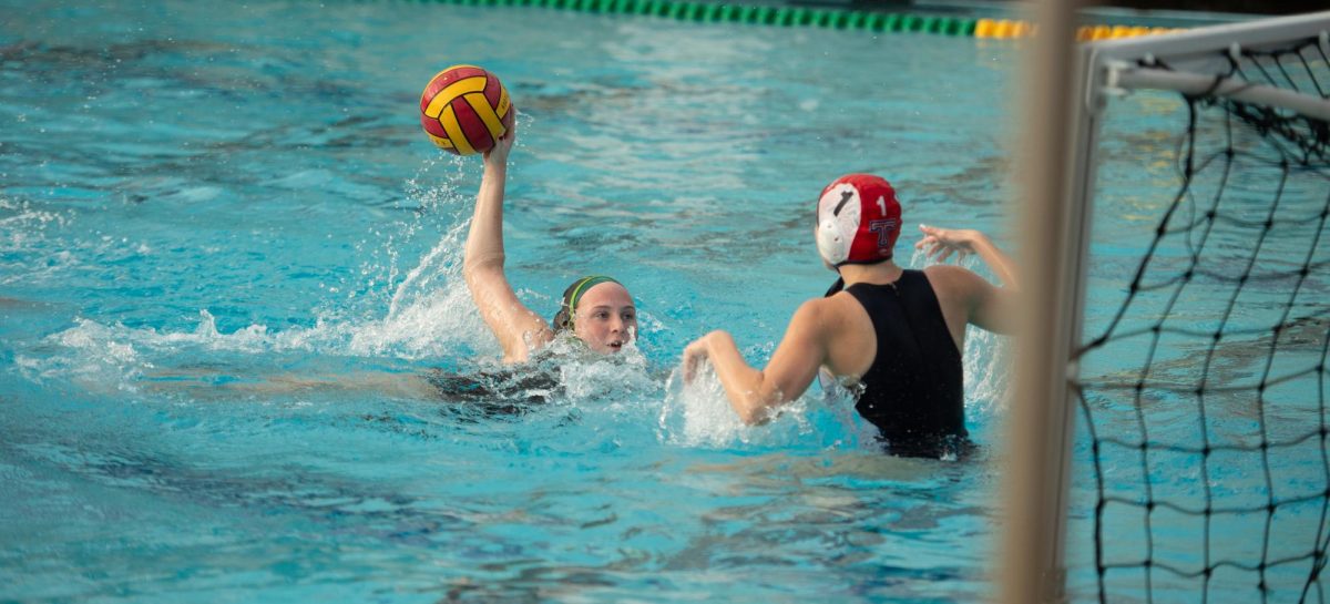 Freshman Mira C. winds up for a shot against Tesoro High School's goalkeeper in the first round of CIF Playoffs. Mira would end up scoring a total of seven goals at the game.