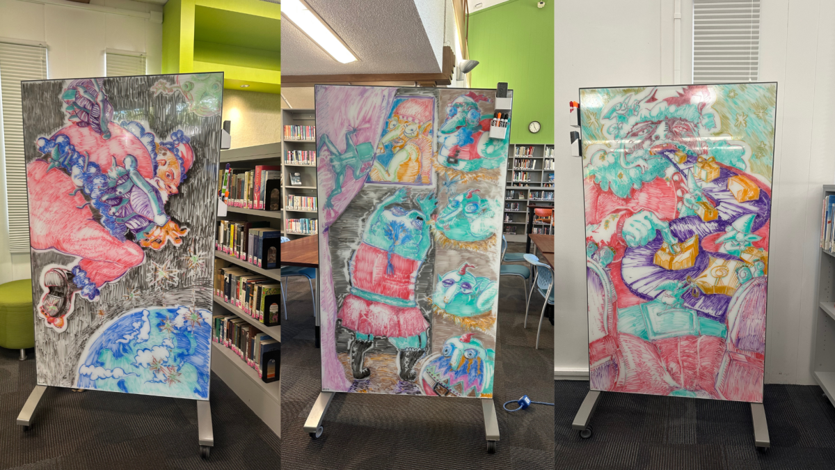This past year, I noticed various illustrations taking over the whiteboards. One day they'll be blank, and by the next morning the boards will be filled with various colors and characters. I began photographing each piece throughout the year.