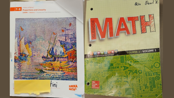 The old math workbook (left) and the new math workbook (right).