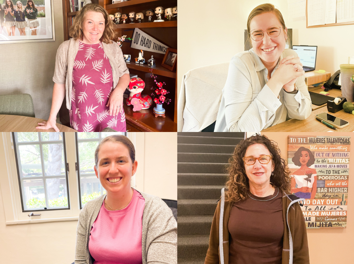 From top left to bottom right: Director of Upper School Dr. Melanie Arias, Administrative Assistant to Upper School Ms. Kali Spicer, Assistant Director of Upper School Ms. Kerri Epps, Upper School Dean of Student Support Ms. Bonnie Paiz Martinez (Valentina V.)