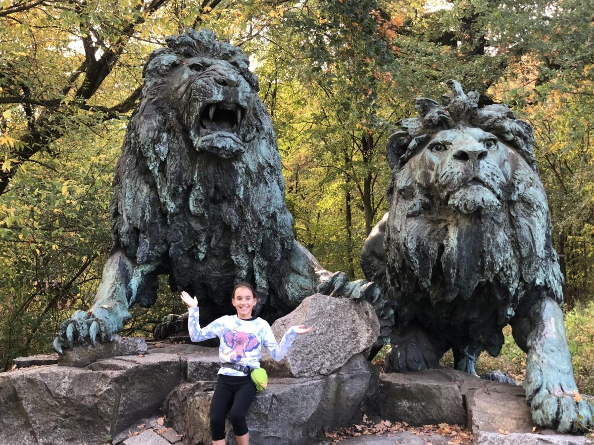 Sage K. ’26 at age ten visiting the zoo in Berlin, Germany. Sage, who speaks German, has always been motivated to apply to college in Germany because of her dad. She said, “He studied in Germany, and I knew he had a great experience with that.”