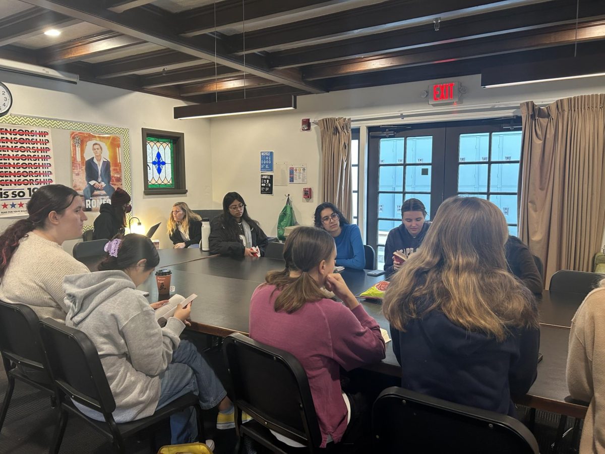 Members of The Banned Book Club meeting in EC20.