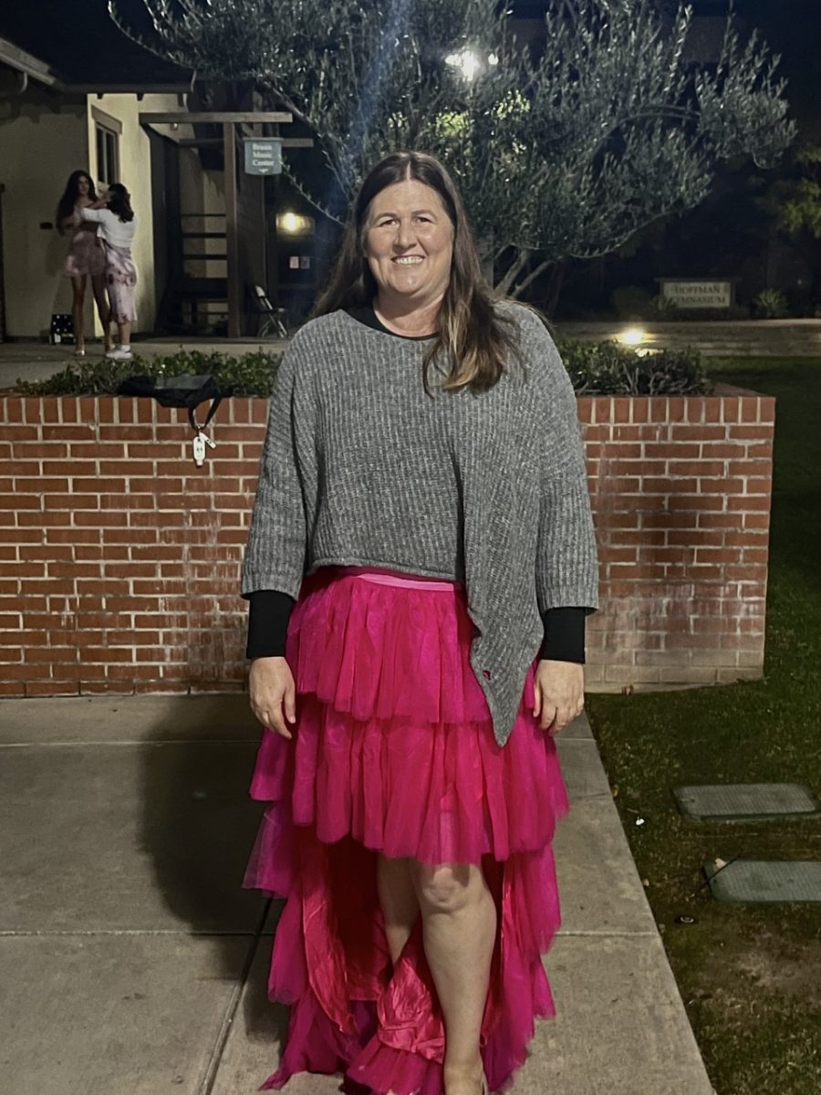 Dean of Student Activities and Auxiliary Programs Ms. Farrell Heydorff sports her favorite pink tutu, exclaiming, "When else can you wear a pink tutu in life?"