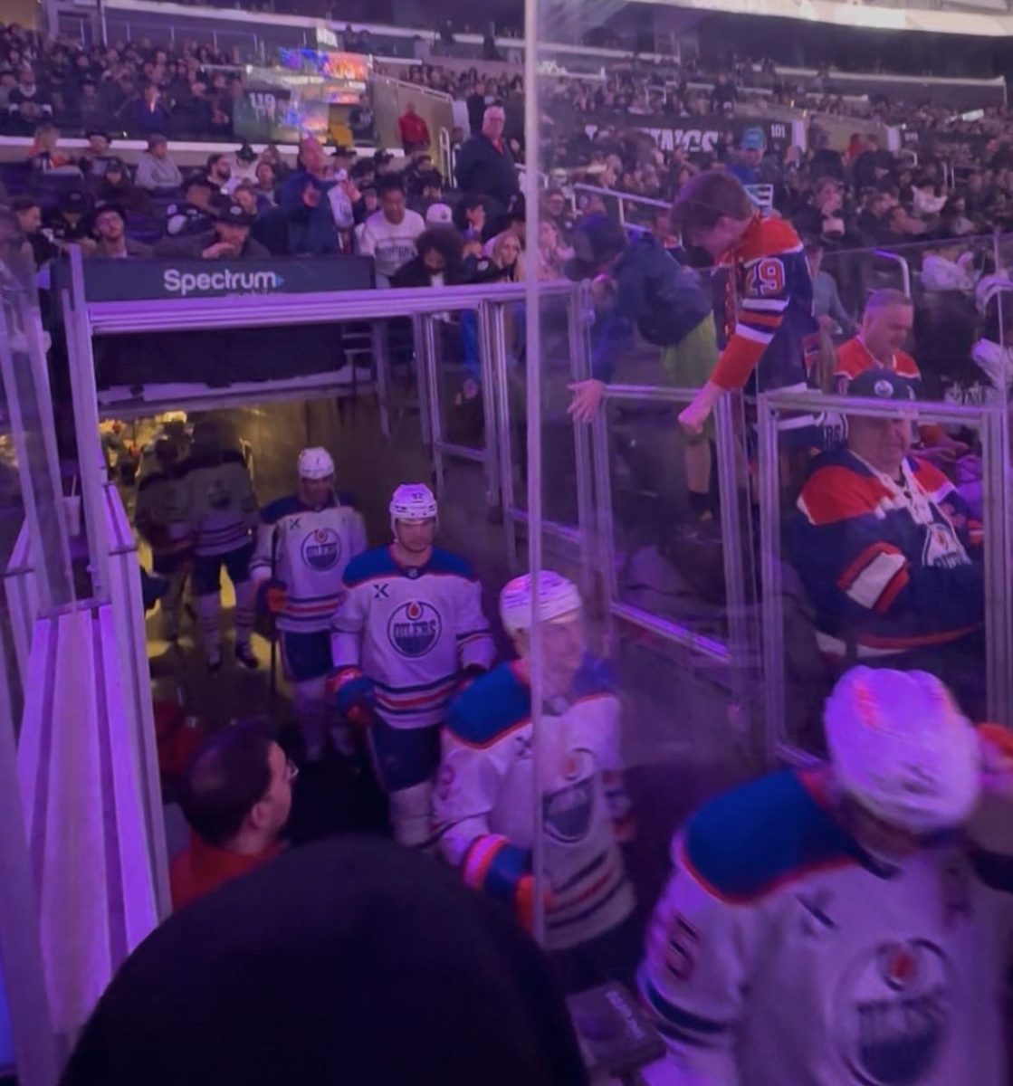 The players of Edmonton Oilers entering the rink. 