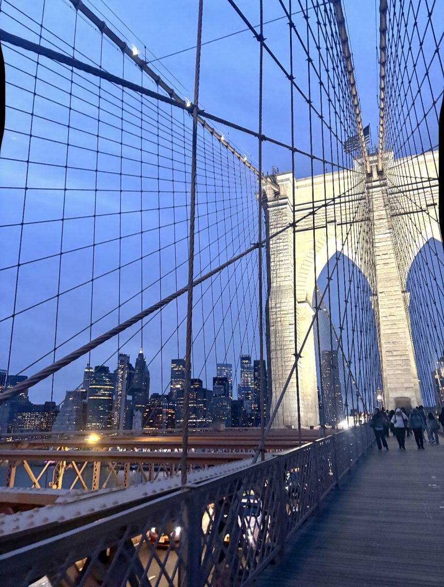 Students enjoyed a view of New York City's skyline on the Brooklyn Bridge.